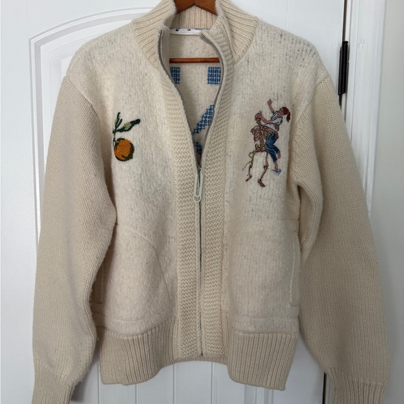 Off-White Cream Zip Up Sweater - Picture 1 of 8